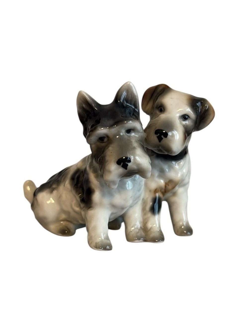 Antique Porcelain Dog Figurine Scottie Terrier and Jack Russell Terrier Germany